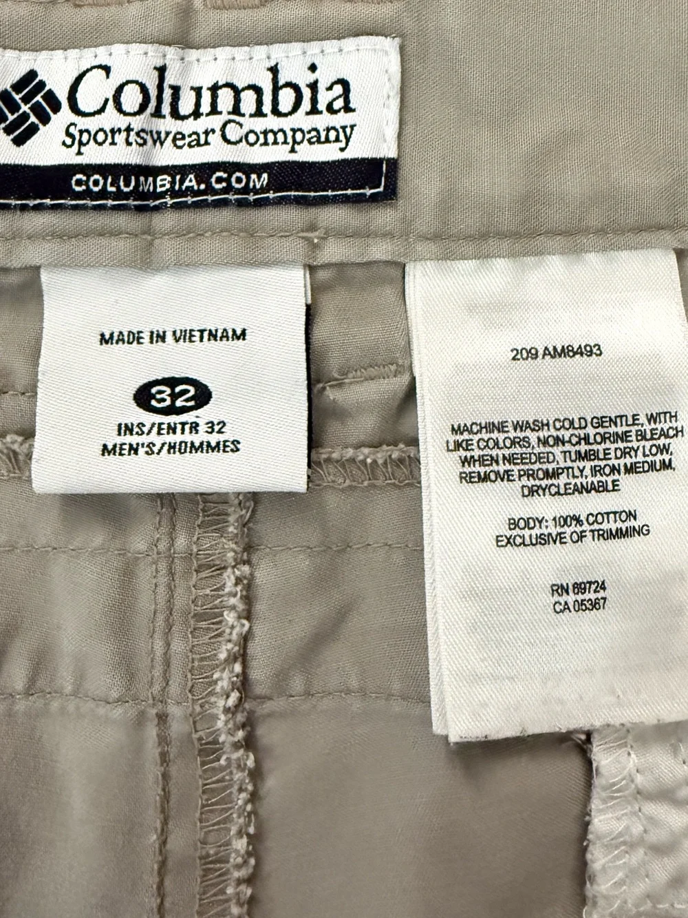 Vintage Y2K Columbia Cropped Convertible Cargo Pants 32 Zip-Off Shorts Tan